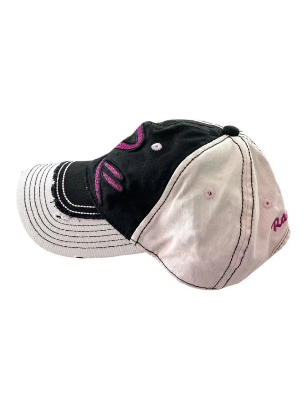 Vintage Rascal Flatts Distressed Embroidered Adjustable Baseball Cap Black Pink